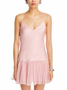 Aqua Soft Pink Spaghetti Strap Chiffon Dress XS NWT